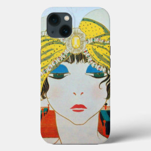 Etui iPhone 13 FEMME AVEC TURBAN JAUNE ORIENTAL / Beauté Mode
