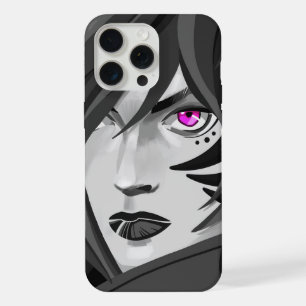 Coque iPhone 15 Pro Max Femme guerrière tatouée, portrait en noir et blanc