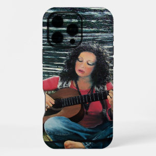 Coque iPhone 16 Pro Max Femme jouant de la musique avec une guitare acoust