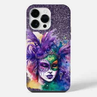 COQUE POUR POUR iPhone 14 PRO MAX FEMME MARDI GRAS OR VERT VIOLET