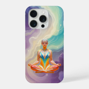 Coque iPhone 15 Pro Femme Méditative & Énergie Pastel Douce