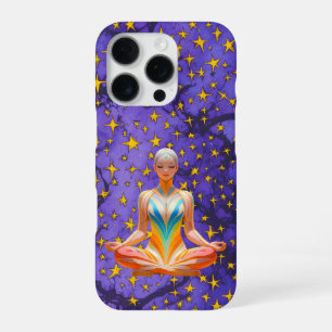 Coque iPhone 16 Pro Femme méditative et motif d'étoile unique design