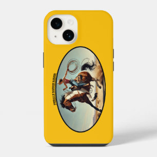 Coque Pour iPhone 14 Femme occidentale cowgirl sur un cheval avec une c