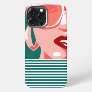 Etui iPhone 13 Pro Max Femme Pop Art Lunettes de Soleil Blanches Mordant