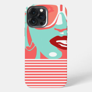 Etui iPhone 13 Pro Max Femme Pop Art Lunettes de Soleil Blanches Mordant