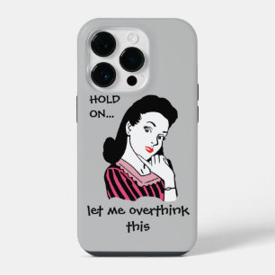 Coque Pour iPhone 14 Plus Femme Rétro Drôle Qui Réfléchit Trop