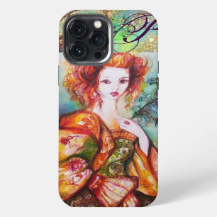 ETUI iPhone 13 PRO MAX FEMME ROMANTIQUE AVEC PLUME DE PAON ÉTOILÉE