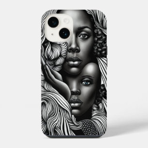 Coque Pour iPhone 14 Femmes Afro-Américaines Abstrait Noir & Blanc