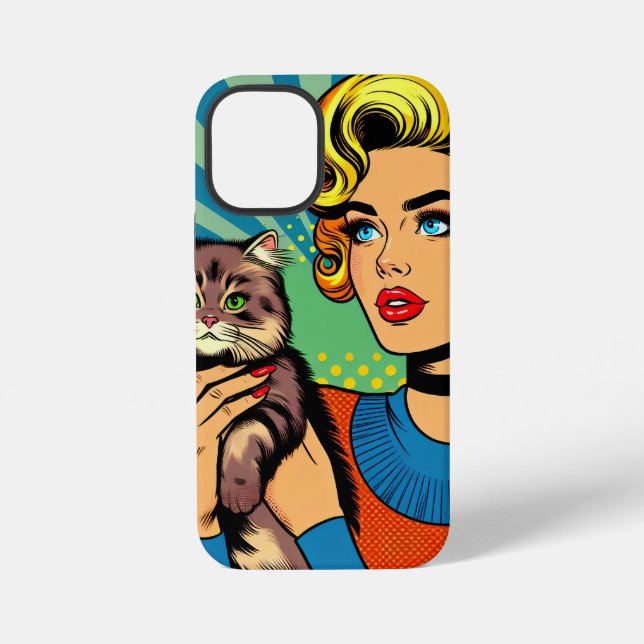 Coque iPhone Femmes et chat de l'art pop de bande dessinée pers (Verso)