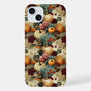 Coque iPhone 15 Plus Ferme Rustique Citrouille Orange Floral Vintage