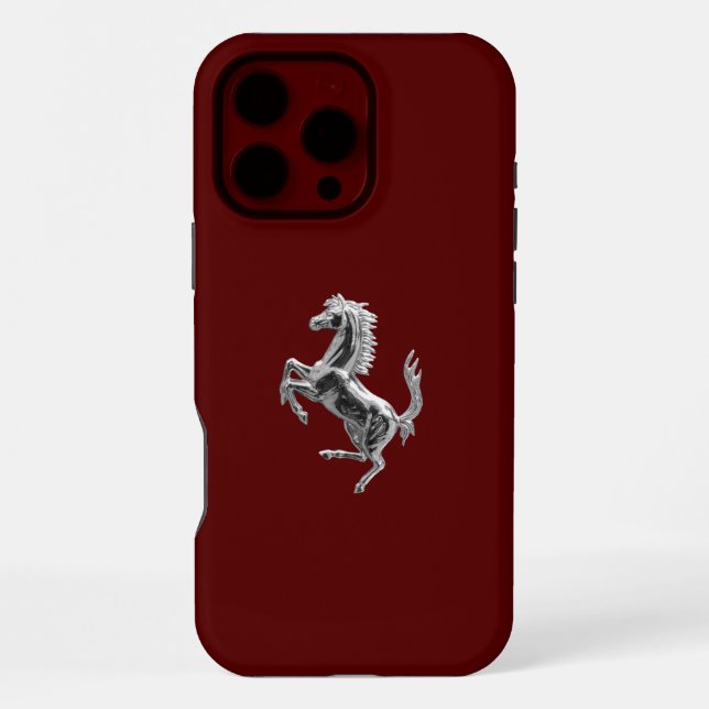 Coque iPhone Ferrari Cheval Chrome  (Verso)