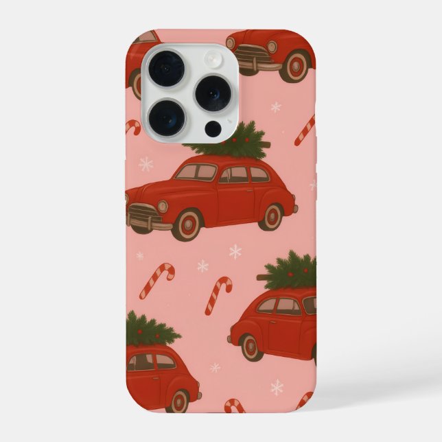 Coque iPhone Festive Red Car Christmas Phone Case –Holiday xmas (Verso)