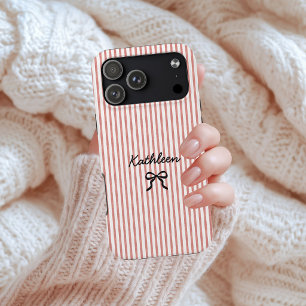 Coque iPhone 15 Pro Fête de Bachelorette aux rayures rouges aquarelle