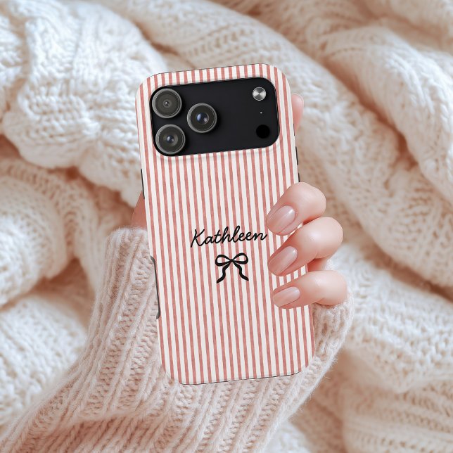 Coque iPhone Fête de Bachelorette aux rayures rouges aquarelle  (gift to mom, gift to nurse, gift to bridesmaid, nurse appreciation, graduation gift, birthday gift)