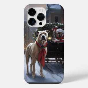 Coque Pour Pour iPhone 14 Pro Max Fête de Noël de l'American Staffordshire