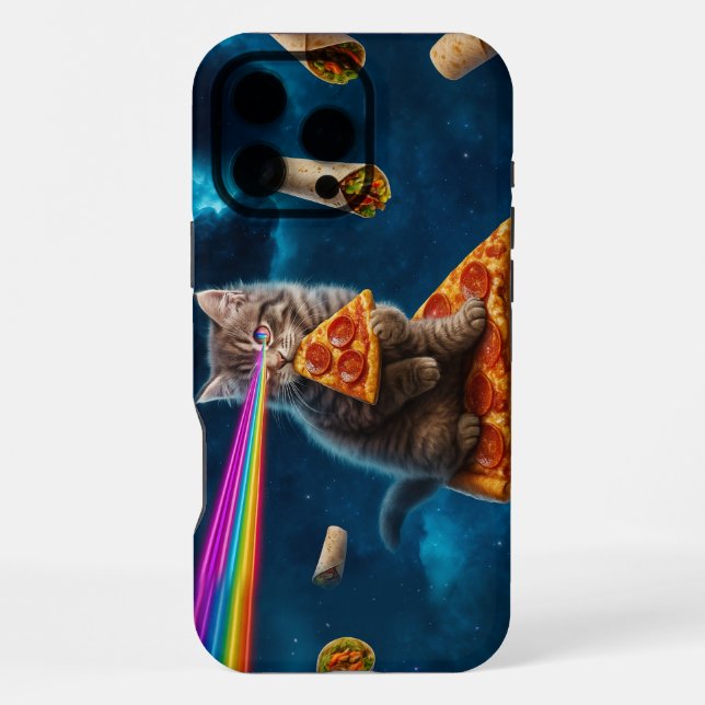 Coque iPhone Fête de pizza de chat laser (Verso)