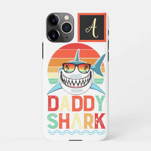 Coque iPhone Fête des pères de requin Monogram Daddy (Dos)