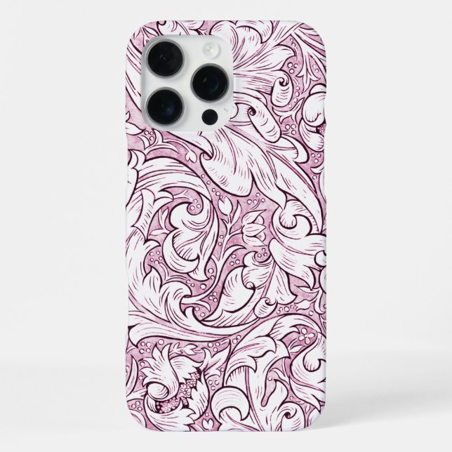 Coque iPhone Feuillage baroque orné rose  (Verso)