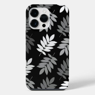 Coque Pour Pour iPhone 14 Pro Max Feuille aînée grand motif noir blanc gris