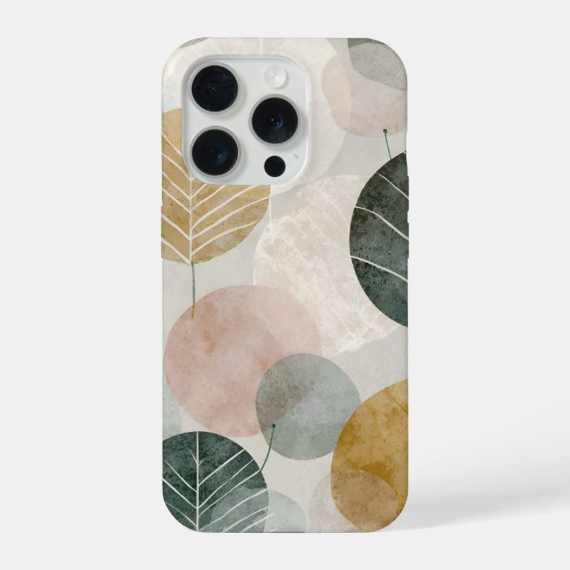 Coque iPhone Feuille botanique milieu du siècle  – Terre Boho (Verso)