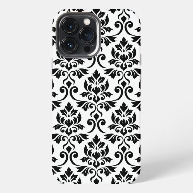 Coque iPhone Feuille Damask Lg Motif noir sur blanc (Verso)
