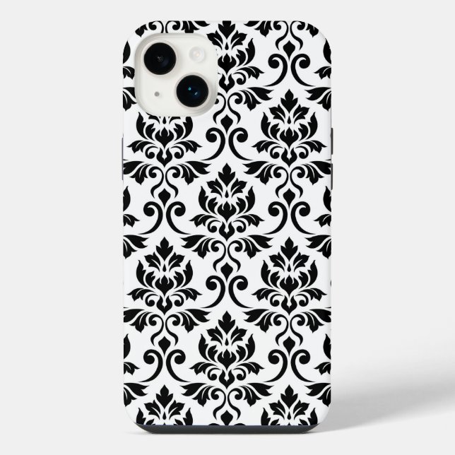 Coque iPhone Feuille Damask Lg Motif noir sur blanc (Verso)