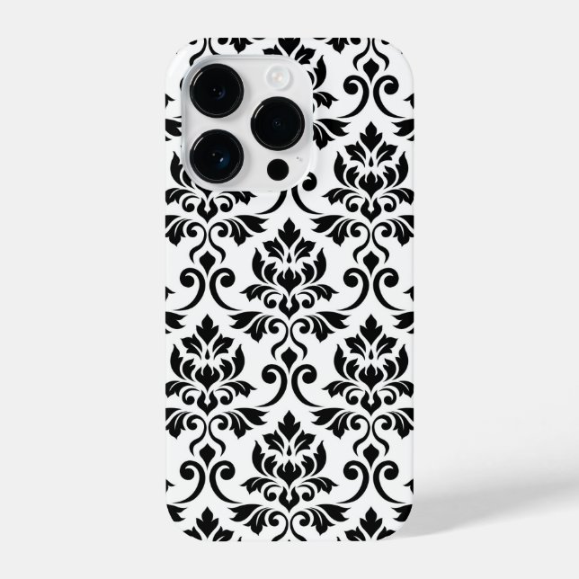 Coque iPhone Feuille Damask Lg Motif noir sur blanc (Verso)