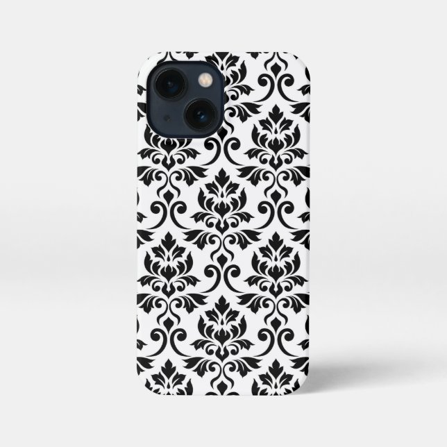 Coque iPhone Feuille Damask Lg Motif noir sur blanc (Verso)
