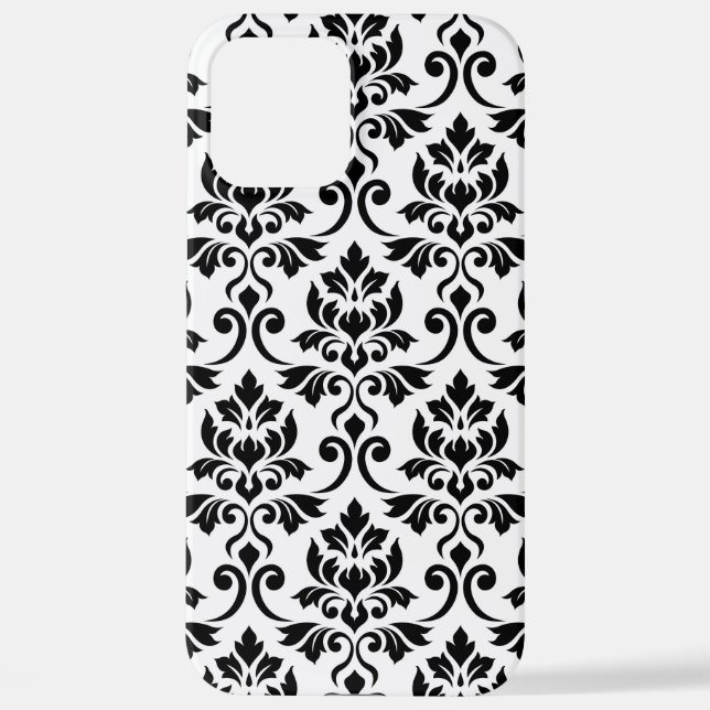 Coque iPhone Feuille Damask Lg Motif noir sur blanc (Verso)