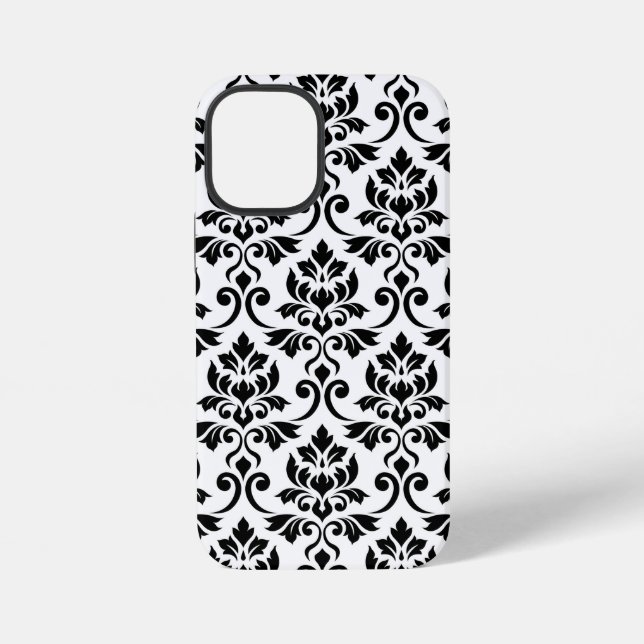 Coque iPhone Feuille Damask Lg Motif noir sur blanc (Verso)