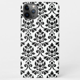 Coque iPhone 11Pro Max Feuille Damask Lg Motif noir sur blanc