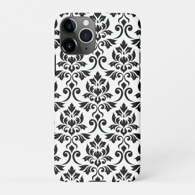 Coque iPhone Feuille Damask Lg Motif noir sur blanc (Dos)
