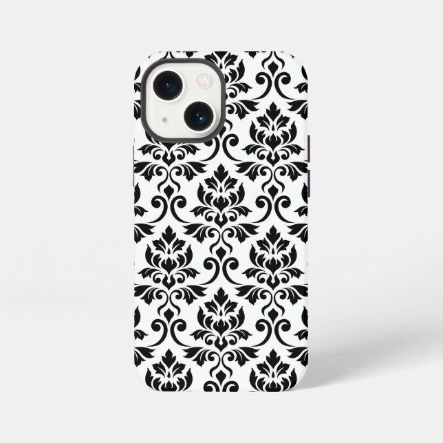 Coque iPhone Feuille Damask Lg Motif noir sur blanc (Verso)