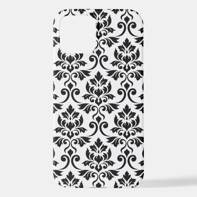 Coque iPhone Feuille Damask Lg Motif noir sur blanc (Verso)