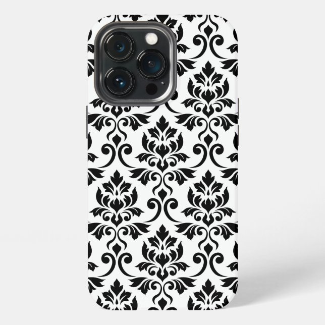 Coque iPhone Feuille Damask Lg Motif noir sur blanc (Dos)
