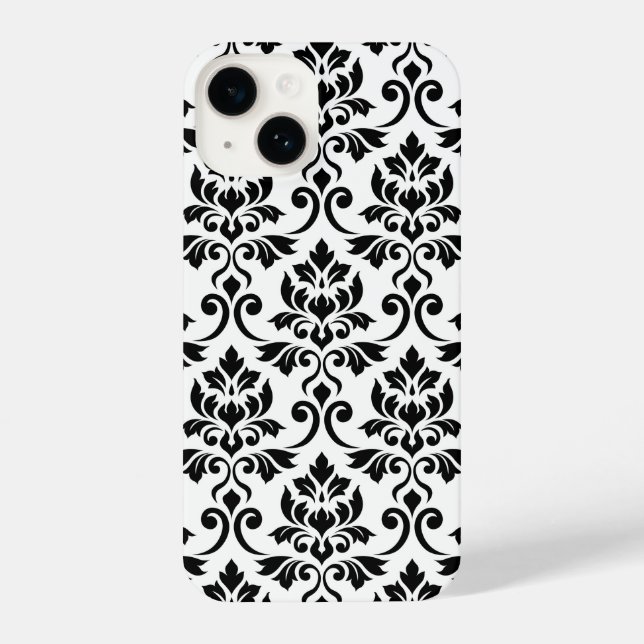 Coque iPhone Feuille Damask Lg Motif noir sur blanc (Verso)