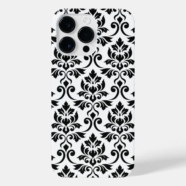 Coque iPhone Feuille Damask Lg Motif noir sur blanc (Verso)