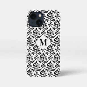 Etui iPhone 13 Mini Feuille Damask Motif noir (personnalisé)