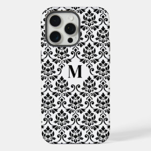 Coque iPhone 15 Pro Max Feuille Damask Motif noir (personnalisé)