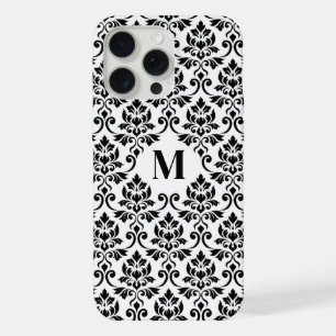 Coque iPhone 15 Pro Max Feuille Damask Motif noir (personnalisé)