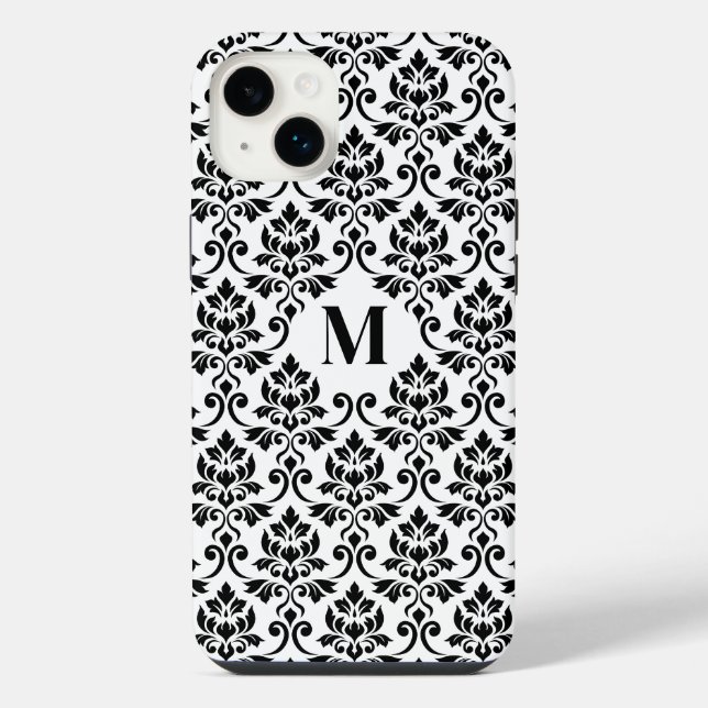 Coque iPhone Feuille Damask Motif noir (personnalisé) (Verso)