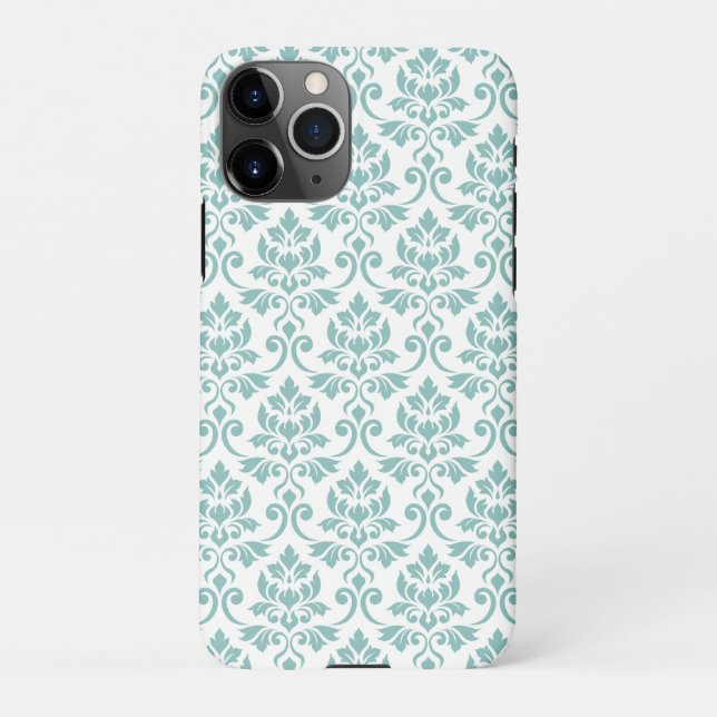 Coque iPhone Feuille Damask Motif Turquoise (Dos)