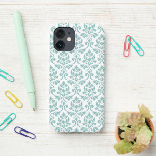 Coque iPhone 12 Mini Feuille Damask Motif Turquoise