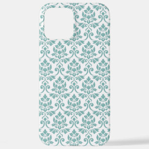 Coque iPhone 12 Pro Max Feuille Damask Motif Turquoise