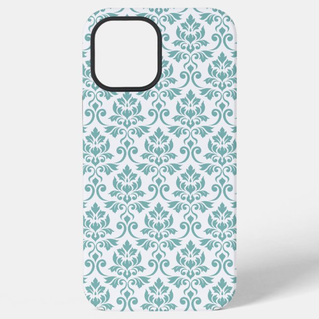 Coque iPhone Feuille Damask Motif Turquoise (Verso)