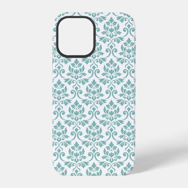 Coque iPhone Feuille Damask Motif Turquoise (Verso)