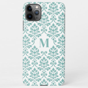 Coque iPhone 11Pro Max Feuille Damask Motif Turquoise (personnalisé)
