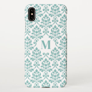 Coque iPhone XS Max Feuille Damask Motif Turquoise (personnalisé)