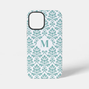 Coque iPhone 12 Mini Feuille Damask Motif Turquoise (personnalisé)