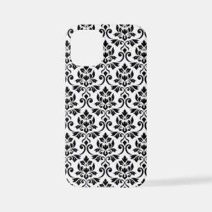 Coque iPhone 12 Mini Feuille Damask Patte noir sur blanc